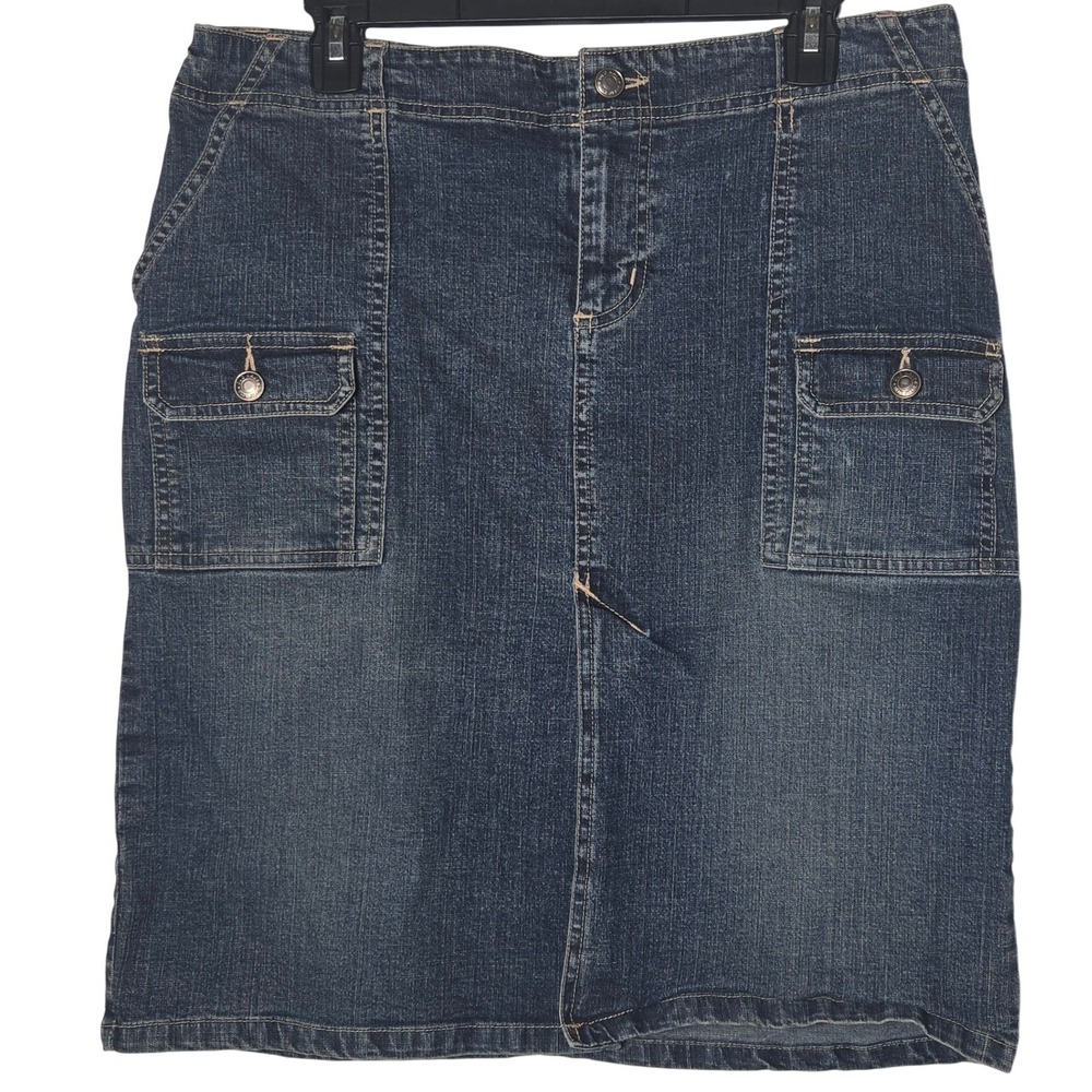 Y2K 2003 Old Navy Denim Blue Jean Cargo Skirt 10 Vintage Utility Streetwear Gorp